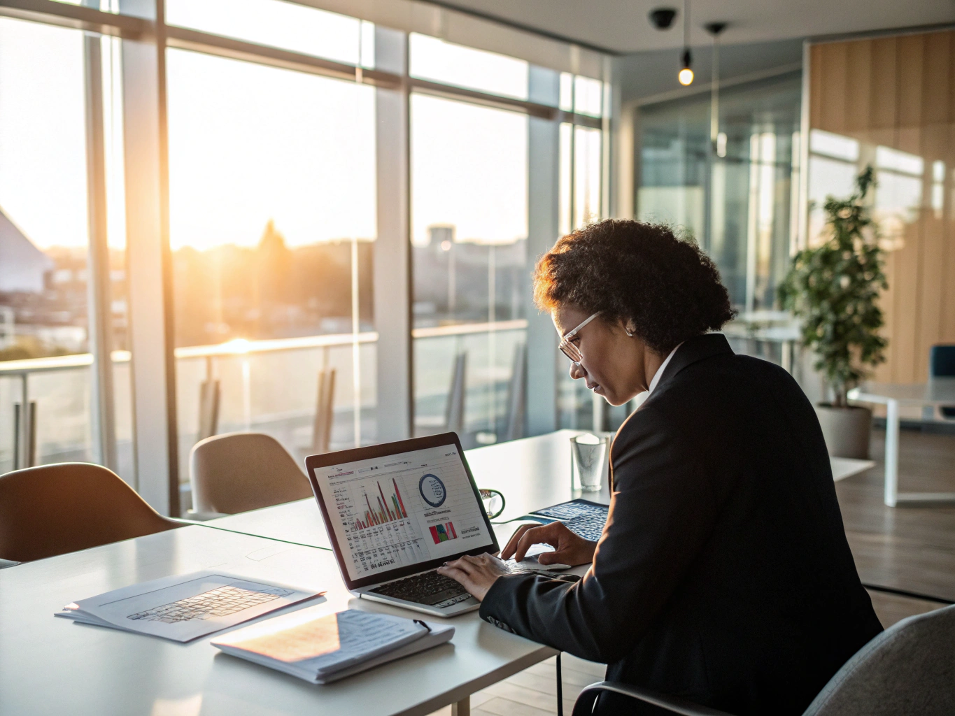 Business professional reviewing online client feedback